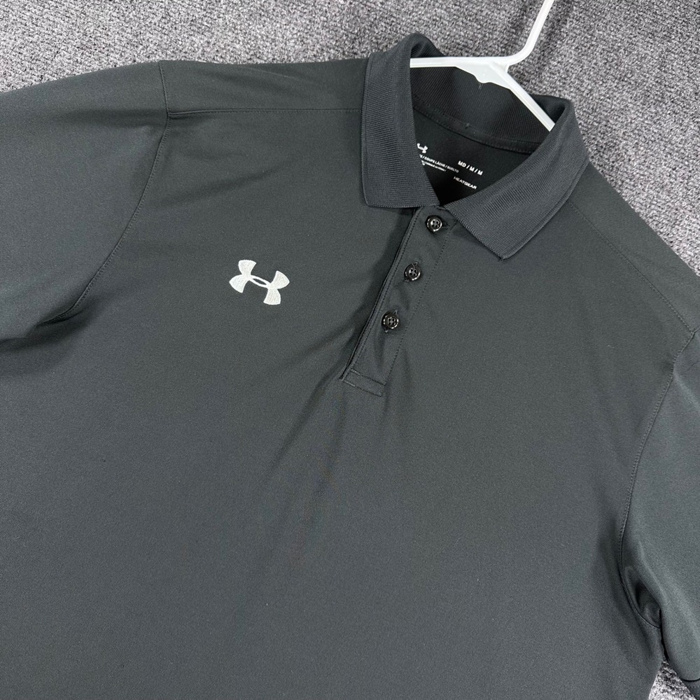 Under Armour Polo Shirt Mens MD Medium Gray HeatGear Athletic Golf Casual